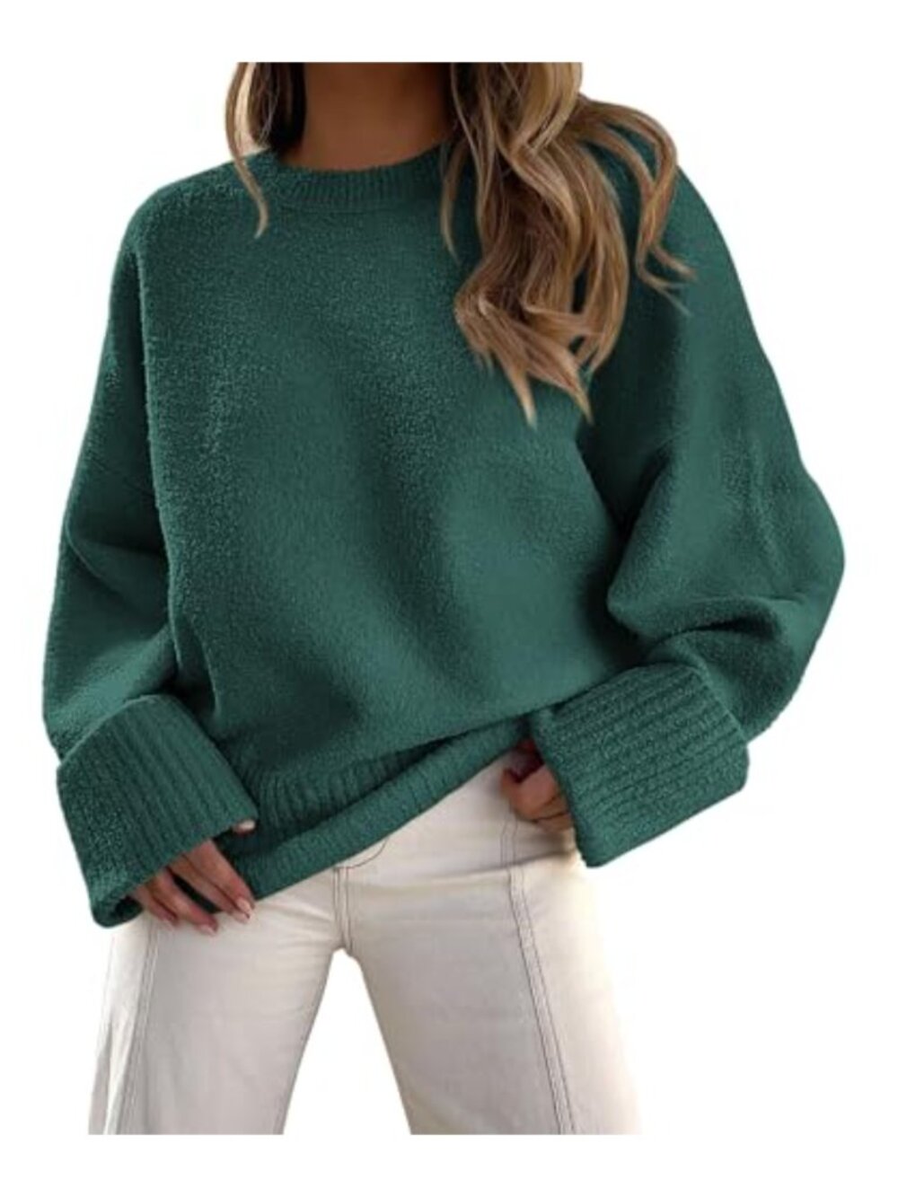 Oversized Fuzzy Crewneck Pullover Sweater Long Sleeve